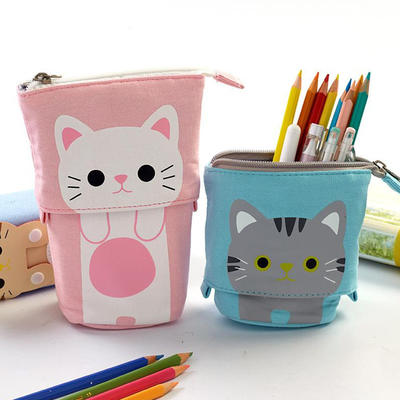 wholesale retractalbe novelty stationery pen holder bag pouch cute carton kawaii pencil case