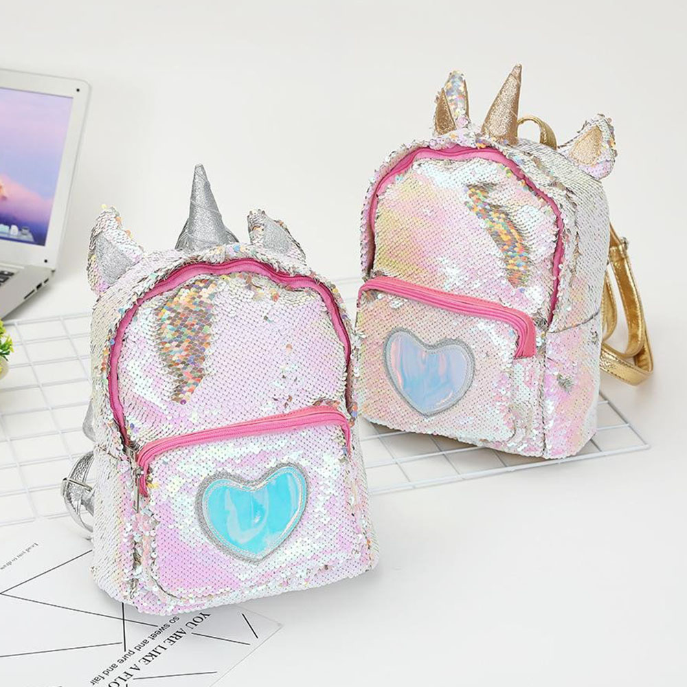 Bling Unicorn Sequins Critter glitter sparkle mini girls kids unicorn school backpack