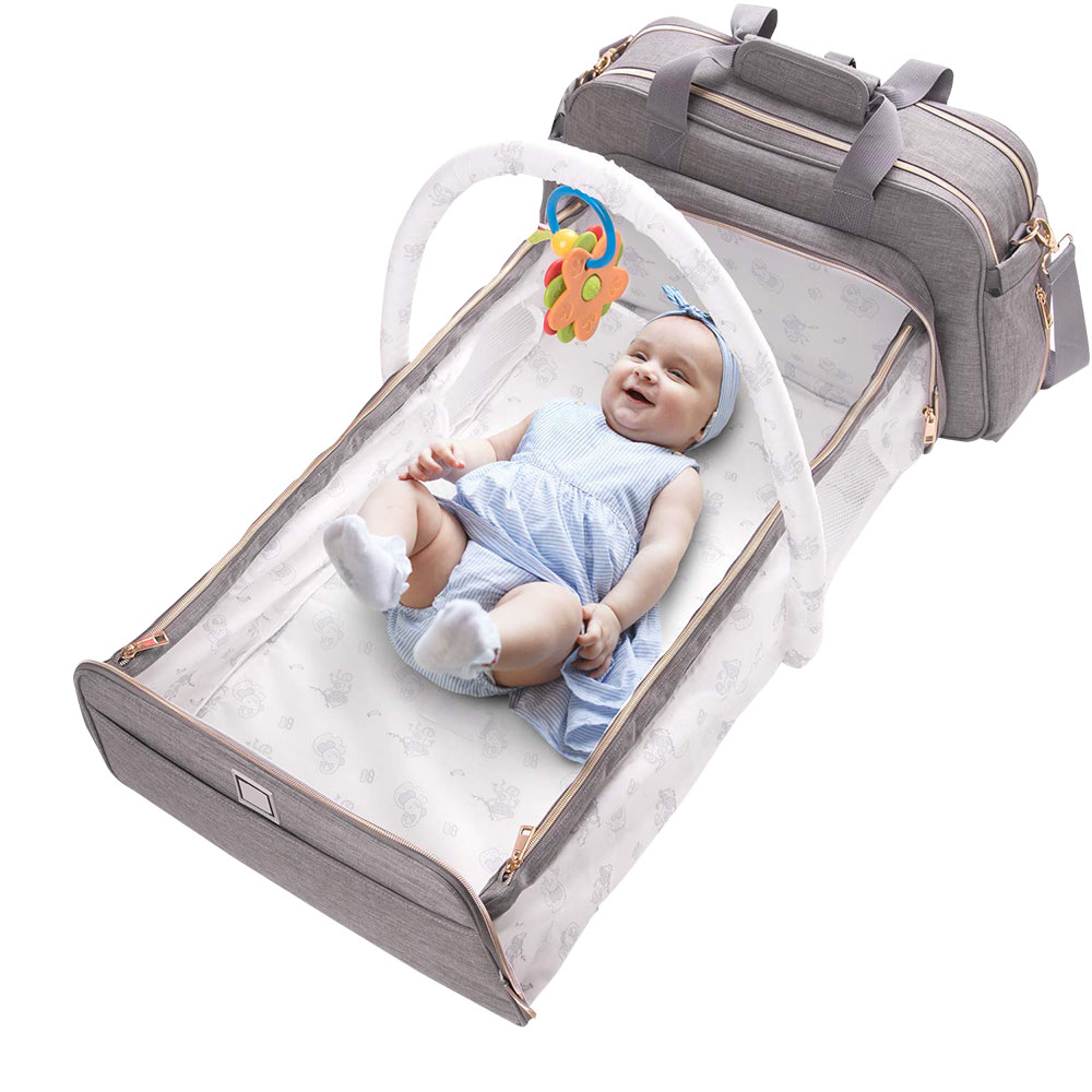 foldable mom travel nappy changing bed backpack ,diaper bag tote with baby bed